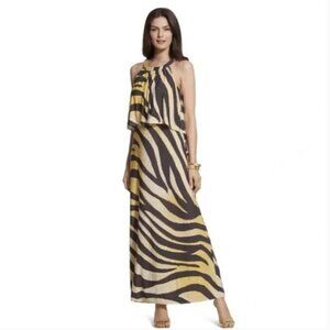 Chico’s Golden Zebra Print Maxi Dress Size 3 (Large)